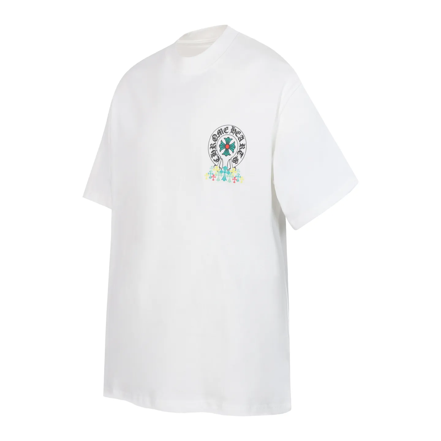 P150 Cross-border running quantity model, please do not place an order if you are pursuing quality - Chrome Hearts/Chrome Hearts colorful horseshoe printed short-sleeved T-shirt - High weight, high density and high quality. The wool is soft, delicate and skin-friendly. It feels soft and silky. It has excellent warmth and skin-friendly properties. - Custom-woven and custom-dyed, no color difference, regardless of fabric or workmanship details. Comparing with the ordinary version on the market -Colour: black white -Size: S M L XL